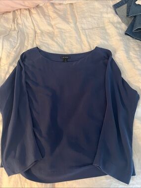 St. John Navy Boatneck Top with Flowing Sleeves